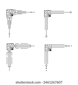 Borde de línea Art Deco. Modernos marcos de oro árabe, bordes de líneas decorativas y Elementos de diseño de Vector geométricos de marco de etiqueta dorada