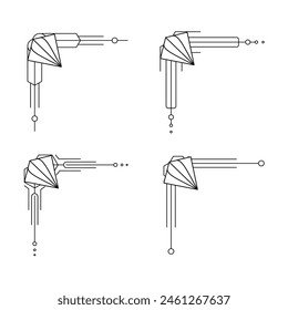 Borde de línea Art Deco. Modernos marcos de oro árabe, bordes de líneas decorativas y Elementos de diseño de Vector geométricos de marco de etiqueta dorada