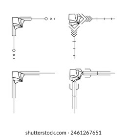Borde de línea Art Deco. Modernos marcos de oro árabe, bordes de líneas decorativas y Elementos de diseño de Vector geométricos de marco de etiqueta dorada