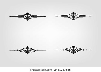 Art deco line border. Modern arabic gold frames, decorative lines borders and geometric golden label frame vector design elements