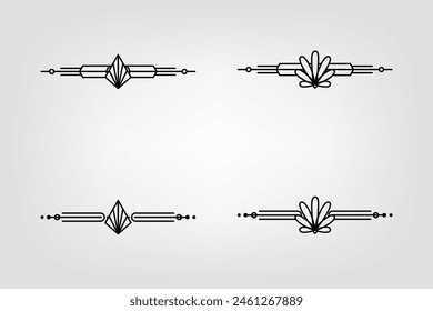 Art deco line border. Modern arabic gold frames, decorative lines borders and geometric golden label frame vector design elements