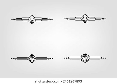 Art deco line border. Modern arabic gold frames, decorative lines borders and geometric golden label frame vector design elements