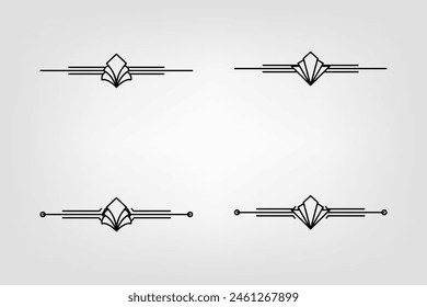 Art deco line border. Modern arabic gold frames, decorative lines borders and geometric golden label frame vector design elements