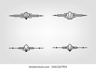 Borde de línea Art Deco. Modernos marcos de oro árabe, bordes de líneas decorativas y Elementos de diseño de Vector geométricos de marco de etiqueta dorada