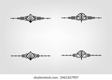Art deco line border. Modern arabic gold frames, decorative lines borders and geometric golden label frame vector design elements