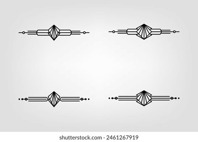 Art deco line border. Modern arabic gold frames, decorative lines borders and geometric golden label frame vector design elements