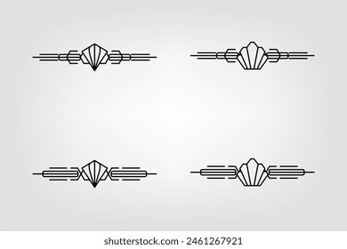 Borde de línea Art Deco. Modernos marcos de oro árabe, bordes de líneas decorativas y Elementos de diseño de Vector geométricos de marco de etiqueta dorada