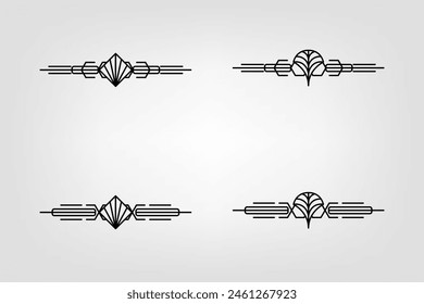 Art deco line border. Modern arabic gold frames, decorative lines borders and geometric golden label frame vector design elements