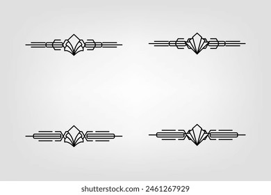 Art deco line border. Modern arabic gold frames, decorative lines borders and geometric golden label frame vector design elements