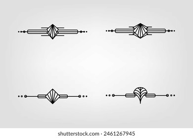 Art deco line border. Modern arabic gold frames, decorative lines borders and geometric golden label frame vector design elements