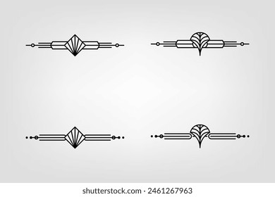 Art deco line border. Modern arabic gold frames, decorative lines borders and geometric golden label frame vector design elements