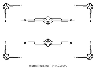 Art-Deco-Grenze. Moderne arabische Goldrahmen, dekorative Linien Ränder und geometrische goldene Etikettenrahmen Vektorgrafik Design-Elemente