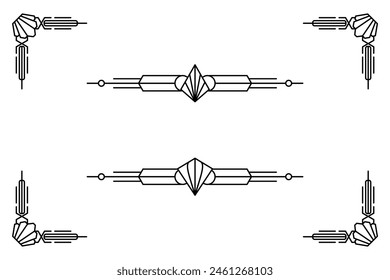 Art deco line border. Modern arabic gold frames, decorative lines borders and geometric golden label frame vector design elements