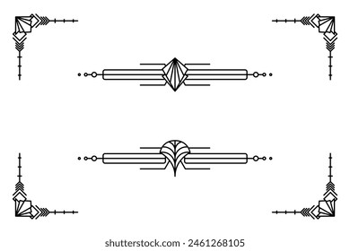 Art deco line border. Modern arabic gold frames, decorative lines borders and geometric golden label frame vector design elements
