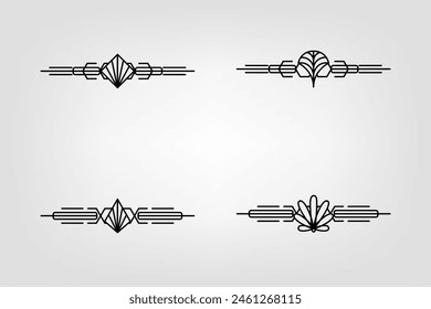 Art deco line border. Modern arabic gold frames, decorative lines borders and geometric golden label frame vector design elements
