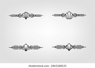 Art deco line border. Modern arabic gold frames, decorative lines borders and geometric golden label frame vector design elements