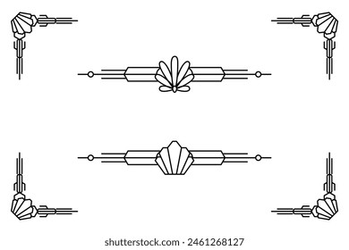 Art-Deco-Grenze. Moderne arabische Goldrahmen, dekorative Linien Ränder und geometrische goldene Etikettenrahmen Vektorgrafik Design-Elemente