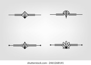 Art deco line border. Modern arabic gold frames, decorative lines borders and geometric golden label frame vector design elements