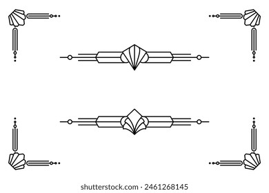 Art-Deco-Grenze. Moderne arabische Goldrahmen, dekorative Linien Ränder und geometrische goldene Etikettenrahmen Vektorgrafik Design-Elemente