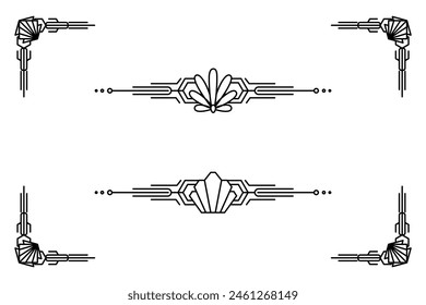 Art deco line border. Modern arabic gold frames, decorative lines borders and geometric golden label frame vector design elements