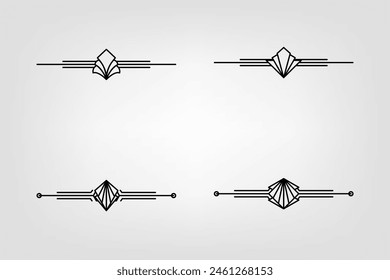 Art deco line border. Modern arabic gold frames, decorative lines borders and geometric golden label frame vector design elements