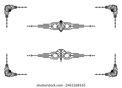 Art-Deco-Grenze. Moderne arabische Goldrahmen, dekorative Linien Ränder und geometrische goldene Etikettenrahmen Vektorgrafik Design-Elemente