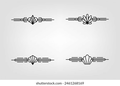 Art deco line border. Modern arabic gold frames, decorative lines borders and geometric golden label frame vector design elements