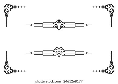 Art deco line border. Modern arabic gold frames, decorative lines borders and geometric golden label frame vector design elements