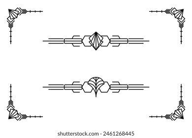 Art-Deco-Grenze. Moderne arabische Goldrahmen, dekorative Linien Ränder und geometrische goldene Etikettenrahmen Vektorgrafik Design-Elemente
