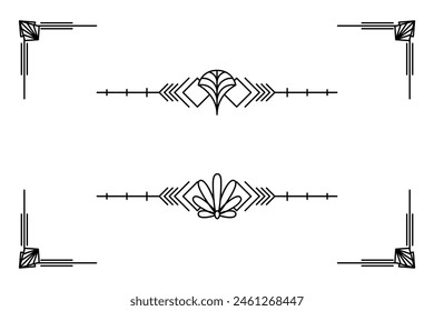 Art deco line border. Modern arabic gold frames, decorative lines borders and geometric golden label frame vector design elements