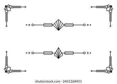 Art deco line border. Modern arabic gold frames, decorative lines borders and geometric golden label frame vector design elements