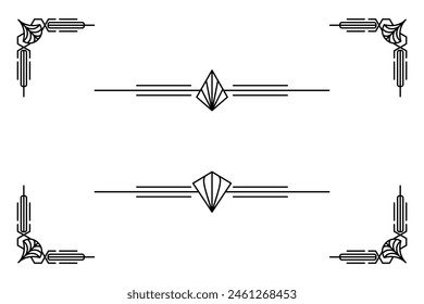 Borde de línea Art Deco. Modernos marcos de oro árabe, bordes de líneas decorativas y Elementos de diseño de Vector geométricos de marco de etiqueta dorada