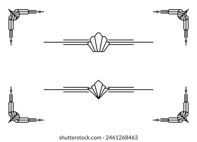Borde de línea Art Deco. Modernos marcos de oro árabe, bordes de líneas decorativas y Elementos de diseño de Vector geométricos de marco de etiqueta dorada