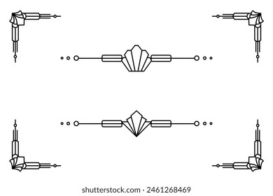Art deco line border. Modern arabic gold frames, decorative lines borders and geometric golden label frame vector design elements