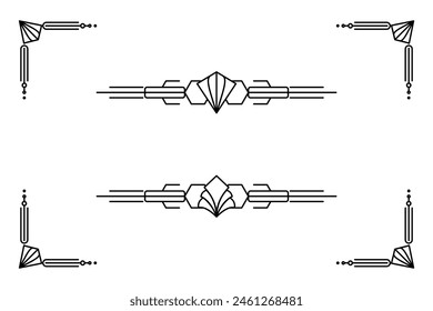 Art deco line border. Modern arabic gold frames, decorative lines borders and geometric golden label frame vector design elements