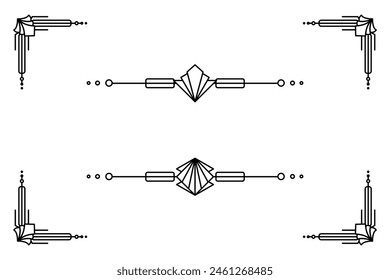 Art deco line border. Modern arabic gold frames, decorative lines borders and geometric golden label frame vector design elements