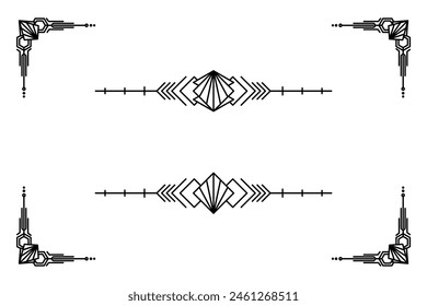 Borde de línea Art Deco. Modernos marcos de oro árabe, bordes de líneas decorativas y Elementos de diseño de Vector geométricos de marco de etiqueta dorada