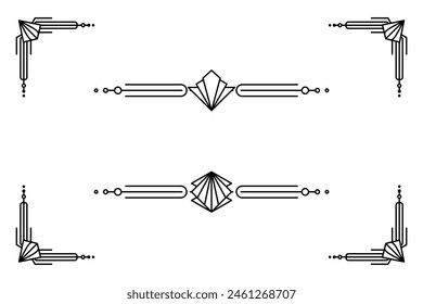 Art-Deco-Grenze. Moderne arabische Goldrahmen, dekorative Linien Ränder und geometrische goldene Etikettenrahmen Vektorgrafik Design-Elemente