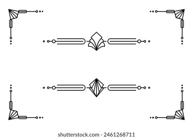 Art deco line border. Modern arabic gold frames, decorative lines borders and geometric golden label frame vector design elements