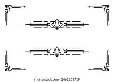 Art deco line border. Modern arabic gold frames, decorative lines borders and geometric golden label frame vector design elements