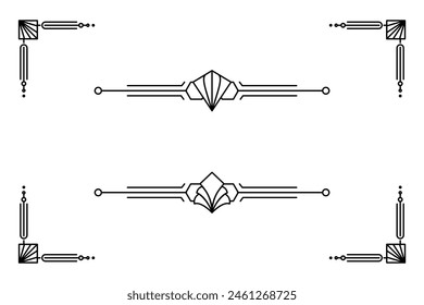 Art deco line border. Modern arabic gold frames, decorative lines borders and geometric golden label frame vector design elements