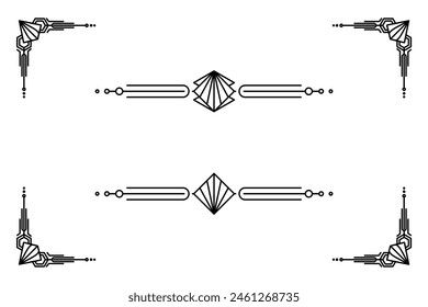 Art deco line border. Modern arabic gold frames, decorative lines borders and geometric golden label frame vector design elements