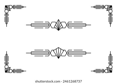 Art deco line border. Modern arabic gold frames, decorative lines borders and geometric golden label frame vector design elements