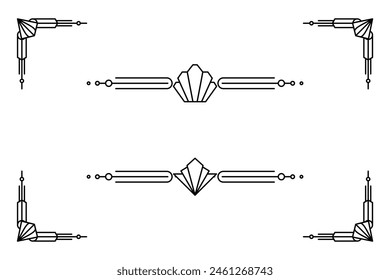 Art deco line border. Modern arabic gold frames, decorative lines borders and geometric golden label frame vector design elements