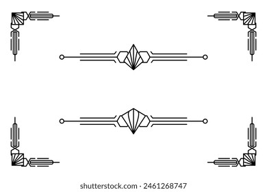 Art deco line border. Modern arabic gold frames, decorative lines borders and geometric golden label frame vector design elements