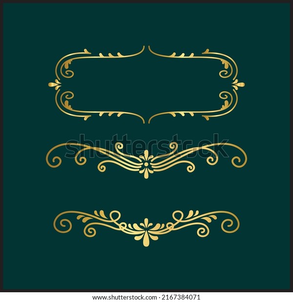 Art deco line border. Modern arabic gold frames,
decorative lines borders and geometric golden label frame.
Victorian vintage old antique elegant vector design isolated icons
elements set
