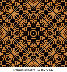 Art Deco Line ornament pattern. Black and white endless abstract texture for prints, textiles, wrapping, wallpaper, website orange black