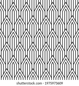 Art deco line pattern design, angular scales line pattern design with thick strokes