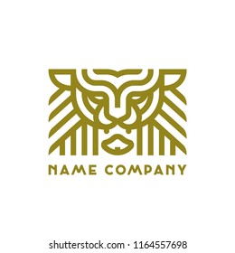art deco lion head logo