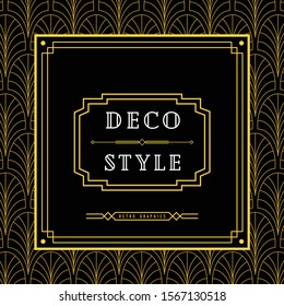 Art Deco logo design with seamless pattern. Pattern tile is included in the swatches panel.